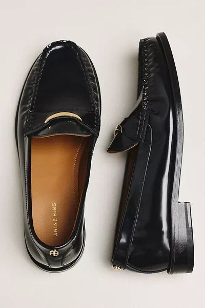 Anine Bing Amoc Leather Loafers In Black