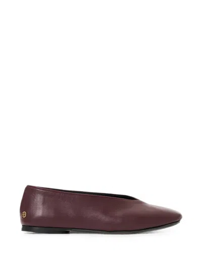 Anine Bing Ana Ballet Flats Smooth Leather In Burgundy