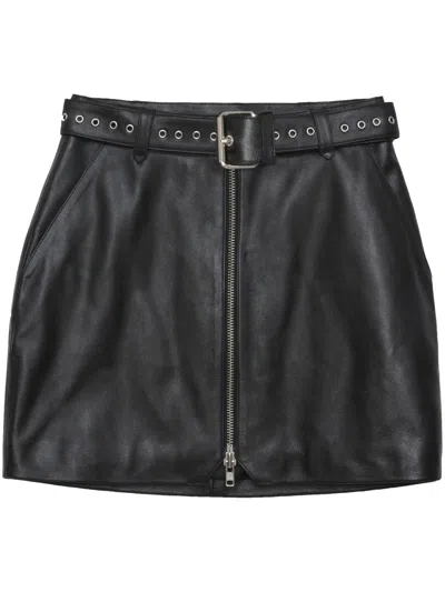 Anine Bing Ana Leather Straight Skirt In Black