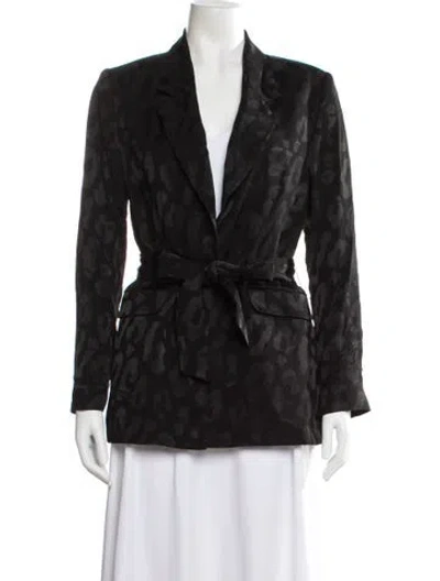 Pre-owned Anine Bing Animal Print Blazer In Black