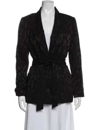 Pre-owned Anine Bing Animal Print Blazer In Black