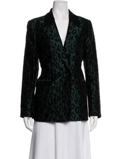 Pre-owned Anine Bing Animal Print Blazer In Black/green