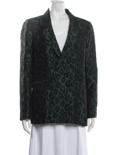 Pre-owned Anine Bing Animal Print Blazer In Green