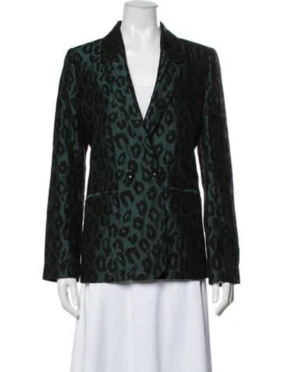 Pre-owned Anine Bing Animal Print Blazer In Green
