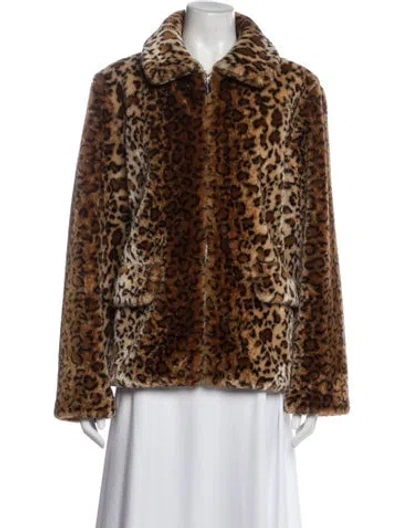 Pre-owned Anine Bing Animal Print Coat In Brown