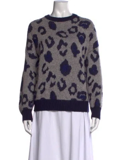 Pre-owned Anine Bing Animal Print Crew Neck Sweater In Grey