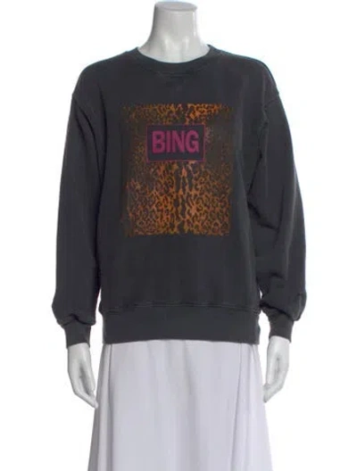 Pre-owned Anine Bing Animal Print Crew Neck Sweatshirt In Black