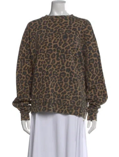 Pre-owned Anine Bing Animal Print Crew Neck Sweatshirt In Brown