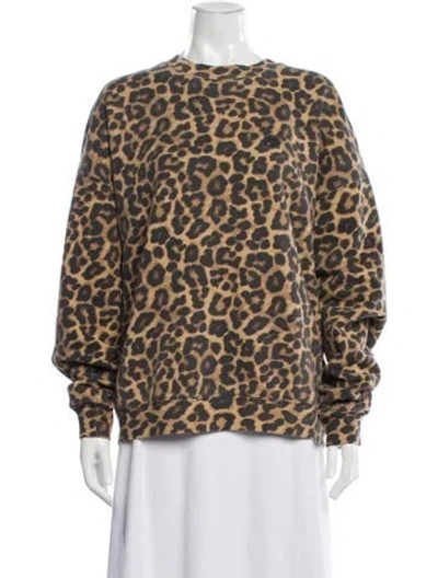 Pre-owned Anine Bing Animal Print Crew Neck Sweatshirt In Multi