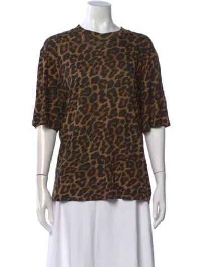 Pre-owned Anine Bing Animal Print Crew Neck T-shirt W/ Tags In Brown
