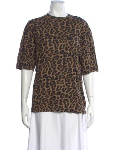 Pre-owned Anine Bing Animal Print Crew Neck T-shirt W/ Tags In Multi