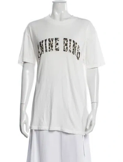 Pre-owned Anine Bing Animal Print Crew Neck T-shirt W/ Tags In White