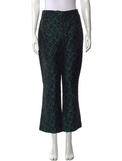 Pre-owned Anine Bing Animal Print Flared Pants In Black/green