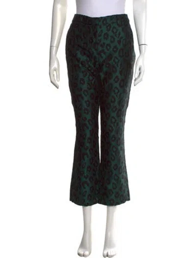 Pre-owned Anine Bing Animal Print Flared Pants In Green