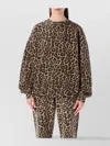 Anine Bing Animal Print Fleece Crew Neck Top In Multi