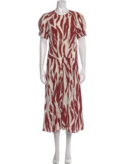 Pre-owned Anine Bing Animal Print Long Dress In Burgundy