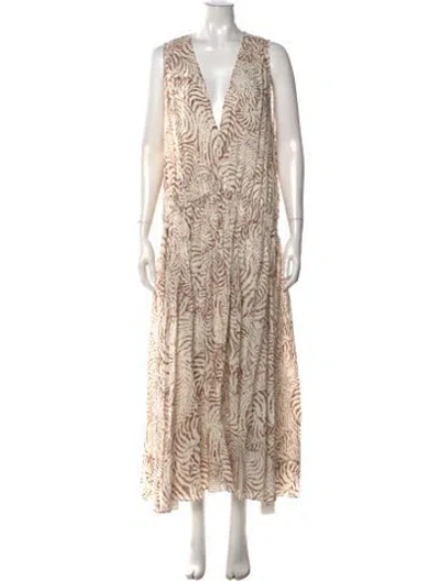 Pre-owned Anine Bing Animal Print Long Dress W/ Tags In Neutrals