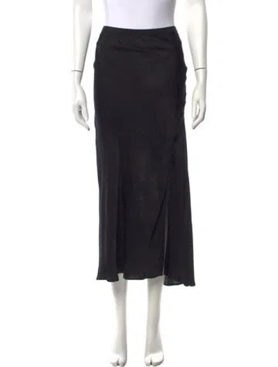 Pre-owned Anine Bing Animal Print Long Skirt In Black