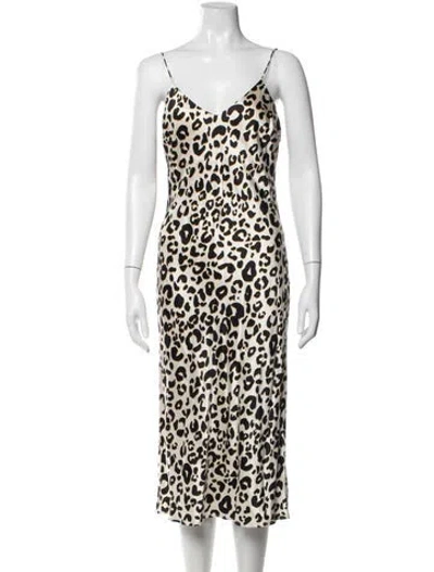 Pre-owned Anine Bing Animal Print Midi Length Dress In Neutrals