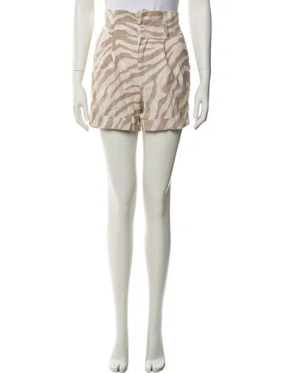 Pre-owned Anine Bing Animal Print Mini Shorts In Neutral