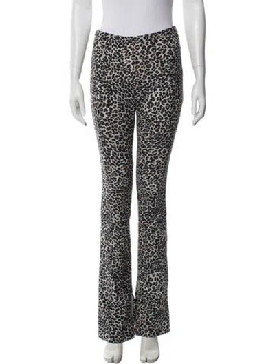 Pre-owned Anine Bing Animal Print Straight Leg Pants In White
