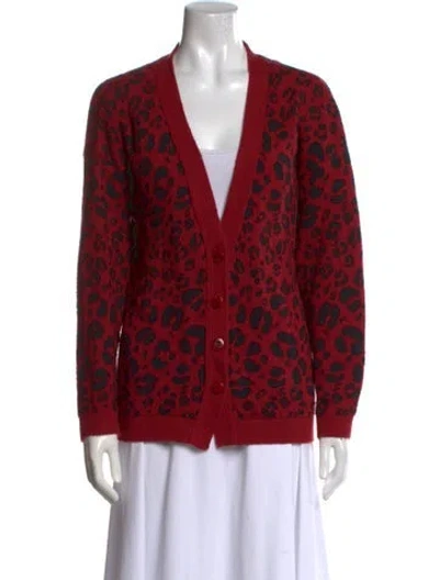 Pre-owned Anine Bing Animal Print V-neck Sweater In Multi