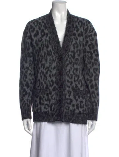 Pre-owned Anine Bing Animal Print V-neck Sweater In Multicolor