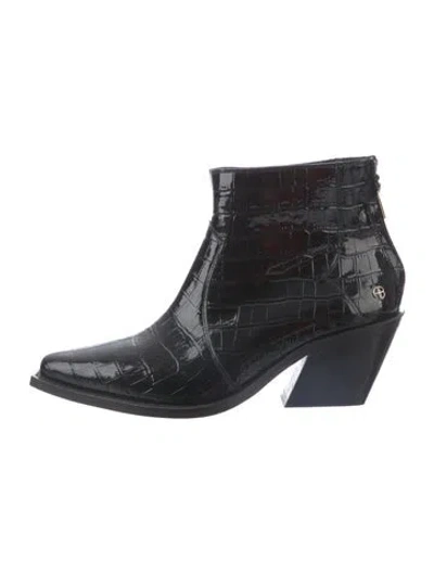 Pre-owned Anine Bing Animal Print Western Boots In Black