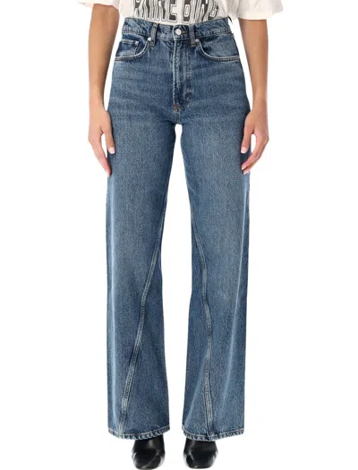 Anine Bing High-rise Wide-leg Jeans With Twisted Seams In Animal Print