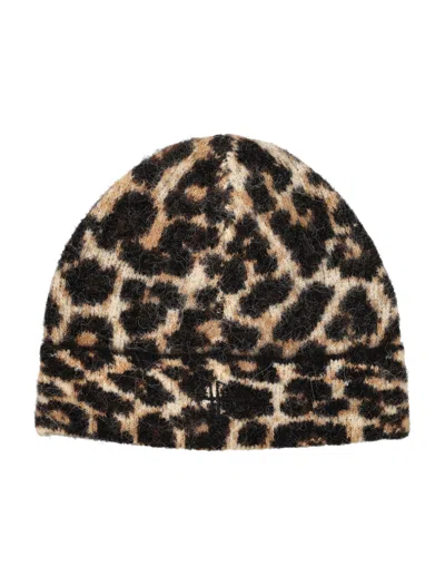 ANINE BING ANINE BING ANINE BING ELIA ALPACA-WOOL BEANIE BROWN LEOPARD PATTERN