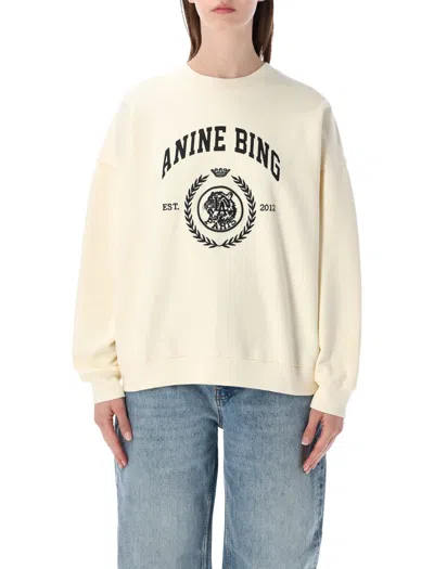 Anine Bing Miles Cotton Sweatshirt In Neutral