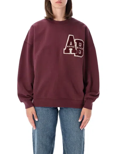 Anine Bing Miles Letterman Sweatshirt In Red