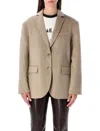 Anine Bing Quinn Oversized Wool Cashmere Blazer In Brown
