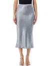 Anine Bing Silk Satin Midi Skirt In Gray