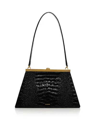 Anine Bing Anine Croc Embossed Leather Shoulder Bag In Black