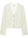 Anine Bing Womens Cream And Black Tweed Anitta V-neck Woven-blend Jacket In Multi Multi