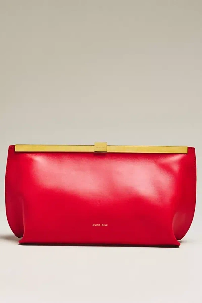 Anine Bing Annie Leather Clutch In Red