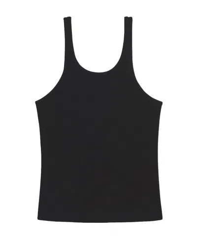 Anine Bing Fitted High Neck Racerback Sleeveless Top In Black