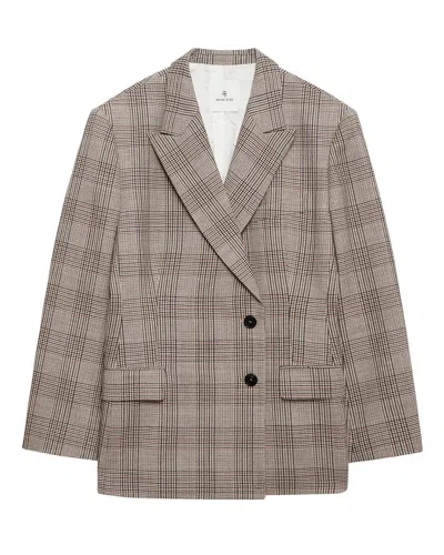 Anine Bing Asymmetric Prince Of Wales Jacket Women In Gray