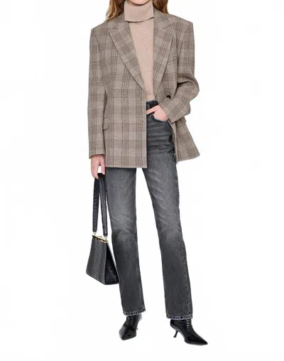 Anine Bing Asymmetric Prince Of Wales Jacket Women In Gray