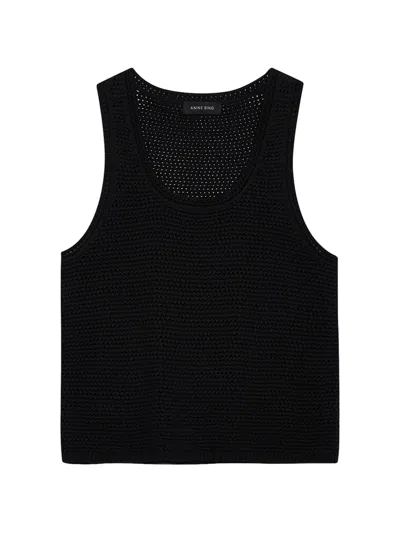 Anine Bing Arie Crochet-knit Tank Top In Black