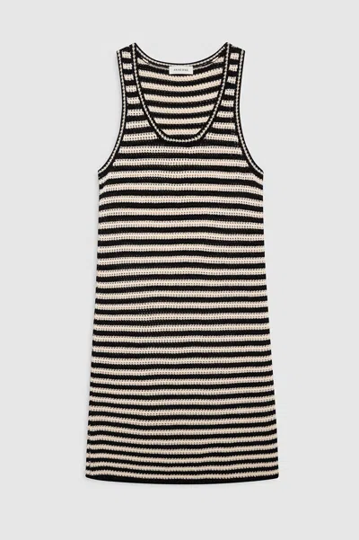 Anine Bing Arie Dress Black Ivory Stripe