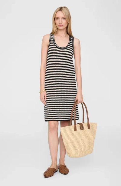 Anine Bing Arie Dress Black Ivory Stripe