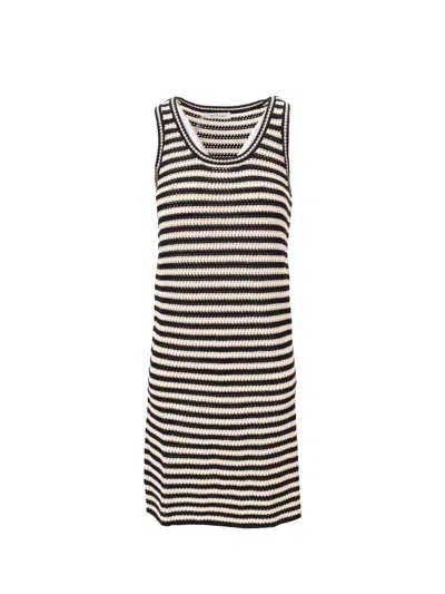 Anine Bing Arie Dress Black And Ivory Stripe In White