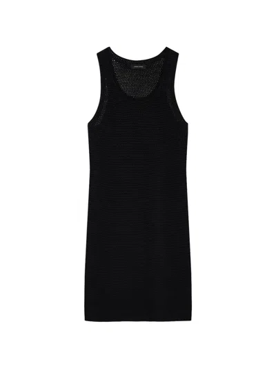 Anine Bing Arie Open-knit Dress In Black