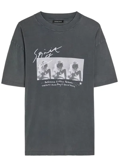 Anine Bing Ashton Concert Printed Cotton T-shirt In Black