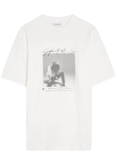 Anine Bing Ashton Spirit Printed Cotton T-shirt In White