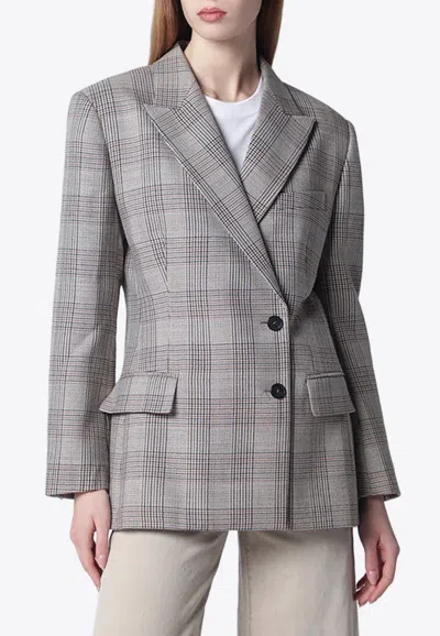 Anine Bing Asymmetric Prince Of Wales Jacket Women In Gray