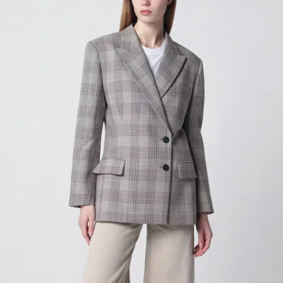 Anine Bing Asymmetric Prince Of Wales Jacket Women In Gray