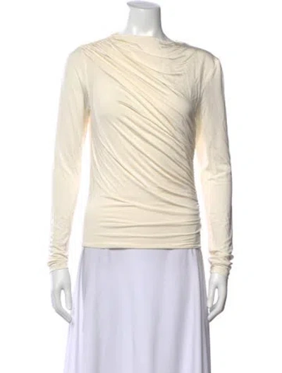 Pre-owned Anine Bing Asymmetrical Long Sleeve Top In Neutral